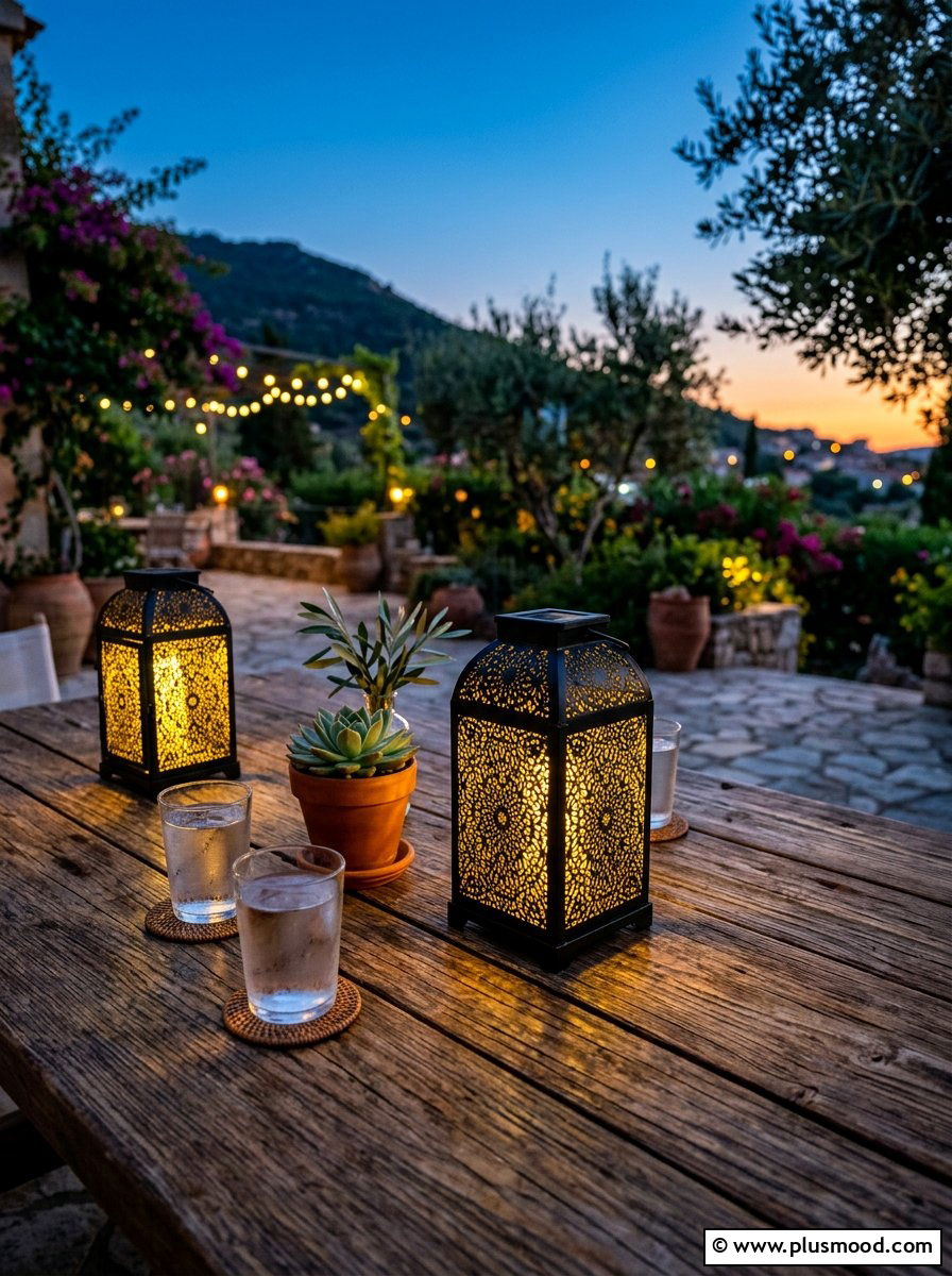 Solar Lantern Table Light - 25 summer balcony table decor ideas