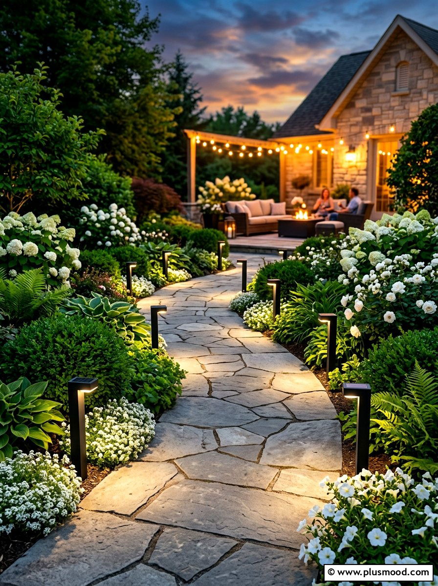 Solar Light Pathway - 25 summer backyard ideas for small spaces