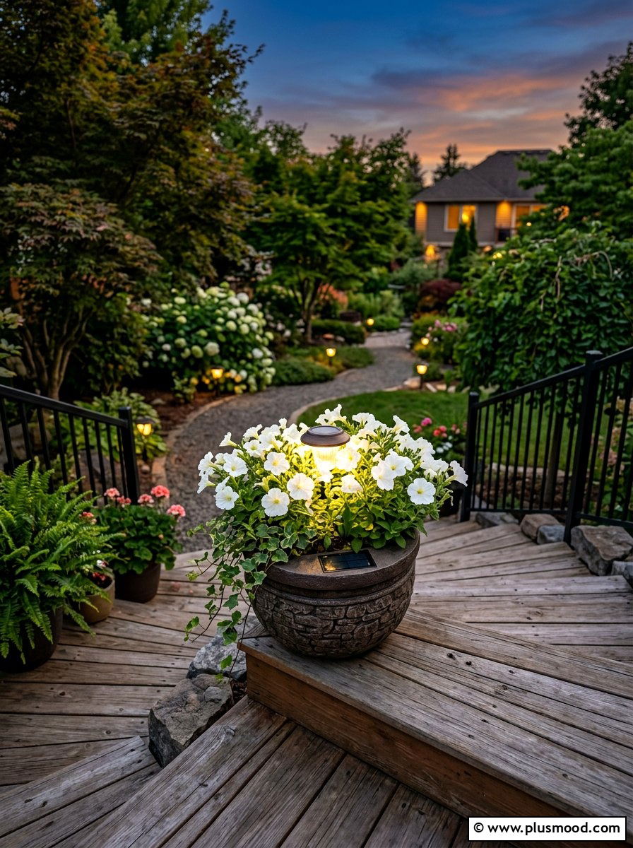 Solar Light Planter - 25 summer deck planter ideas
