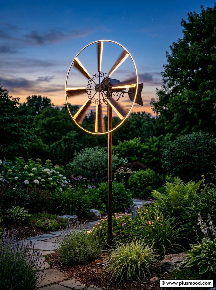 Solar Lighted Windmill - 25 outdoor garden decor ideas with windmill