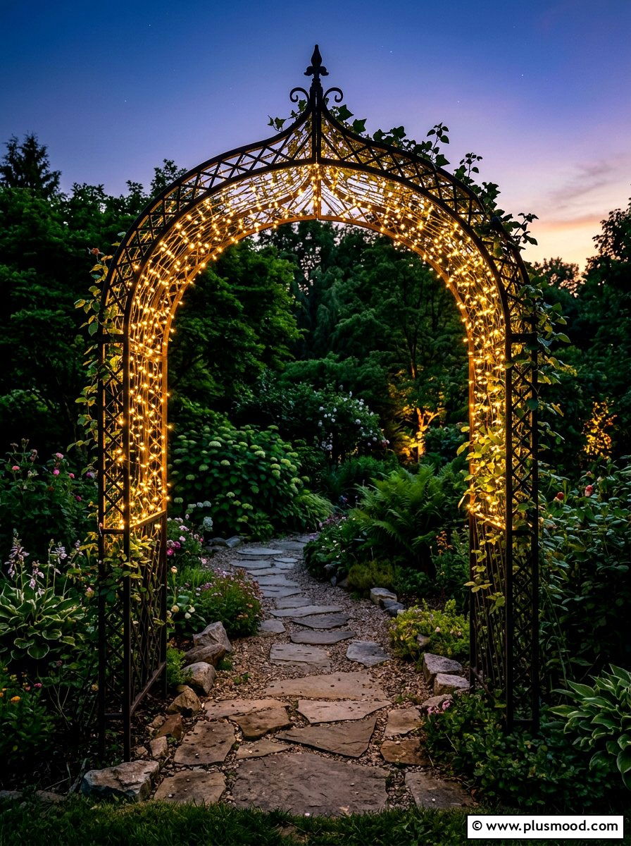 Solar Lit Arch - 25 summer garden arch ideas
