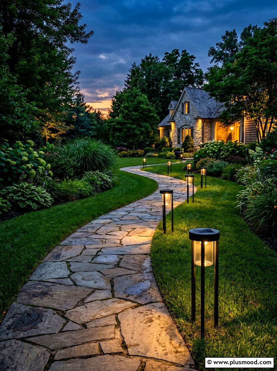 Solar Path Lighting - 25 summer front yard makeover ideas