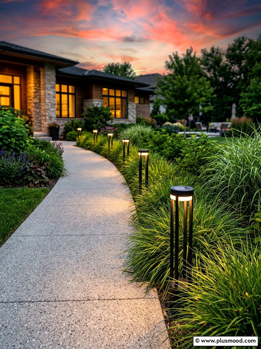 Solar Path Lighting - 25 summer modern curb appeal ideas