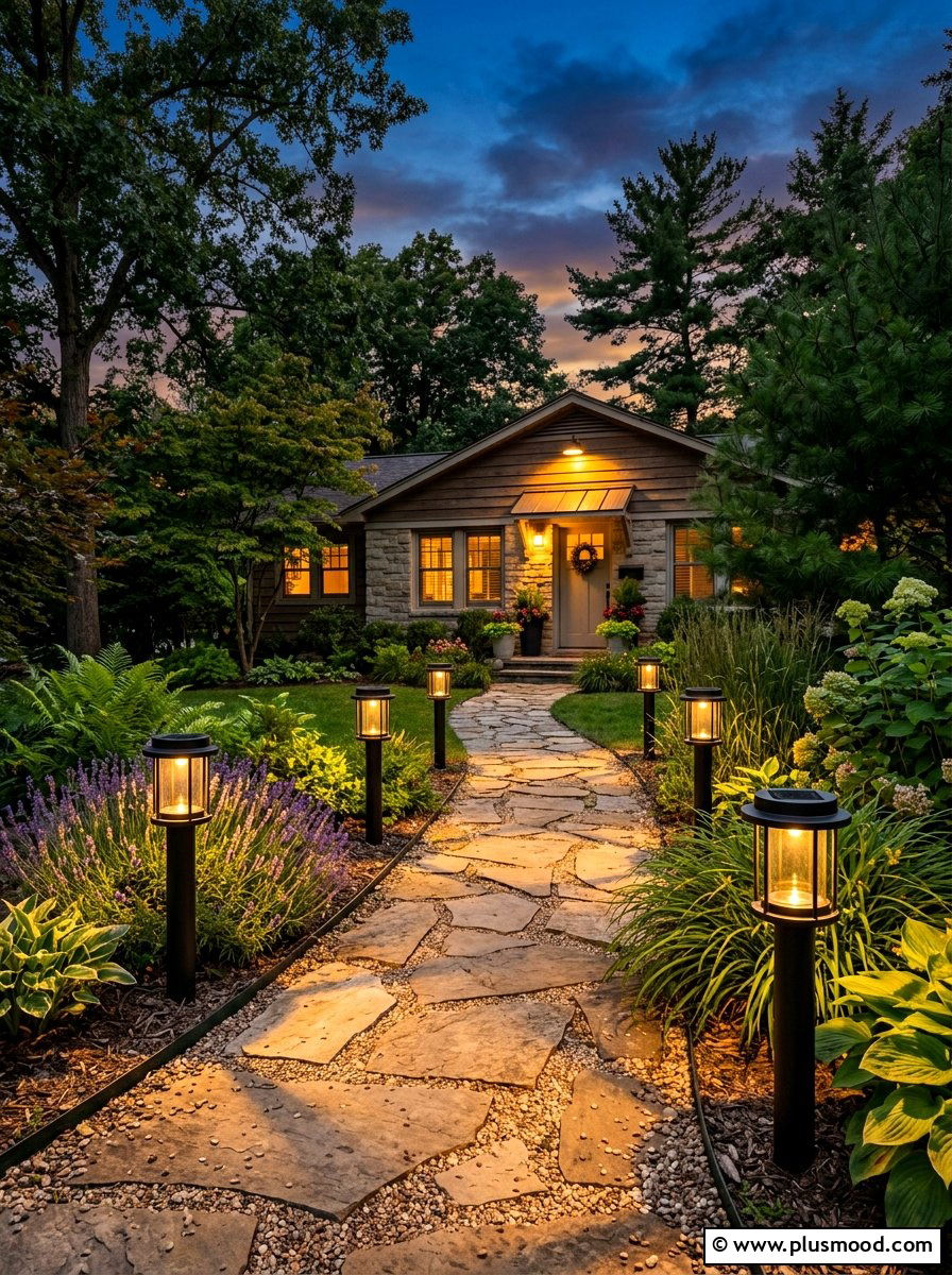 Solar Path Lights - 25 summer bungalow curb appeal ideas