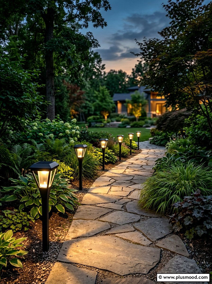 Solar Pathway Lighting - 25 budget summer backyard makeover ideas