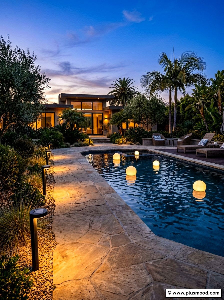 Solar Pool Lighting - 25 summer budget pool area ideas