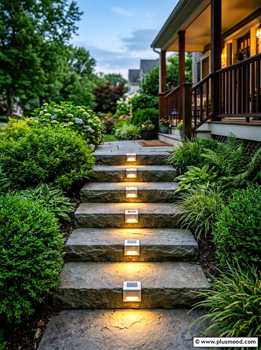 Solar Power Porch Stair Tread Light - 25 summer porch lighting curb appeal ideas