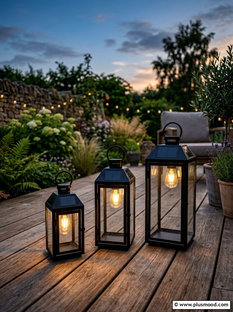 Solar Powered Outdoor Lanterns - 25 summer cozy apartment patio ideas
