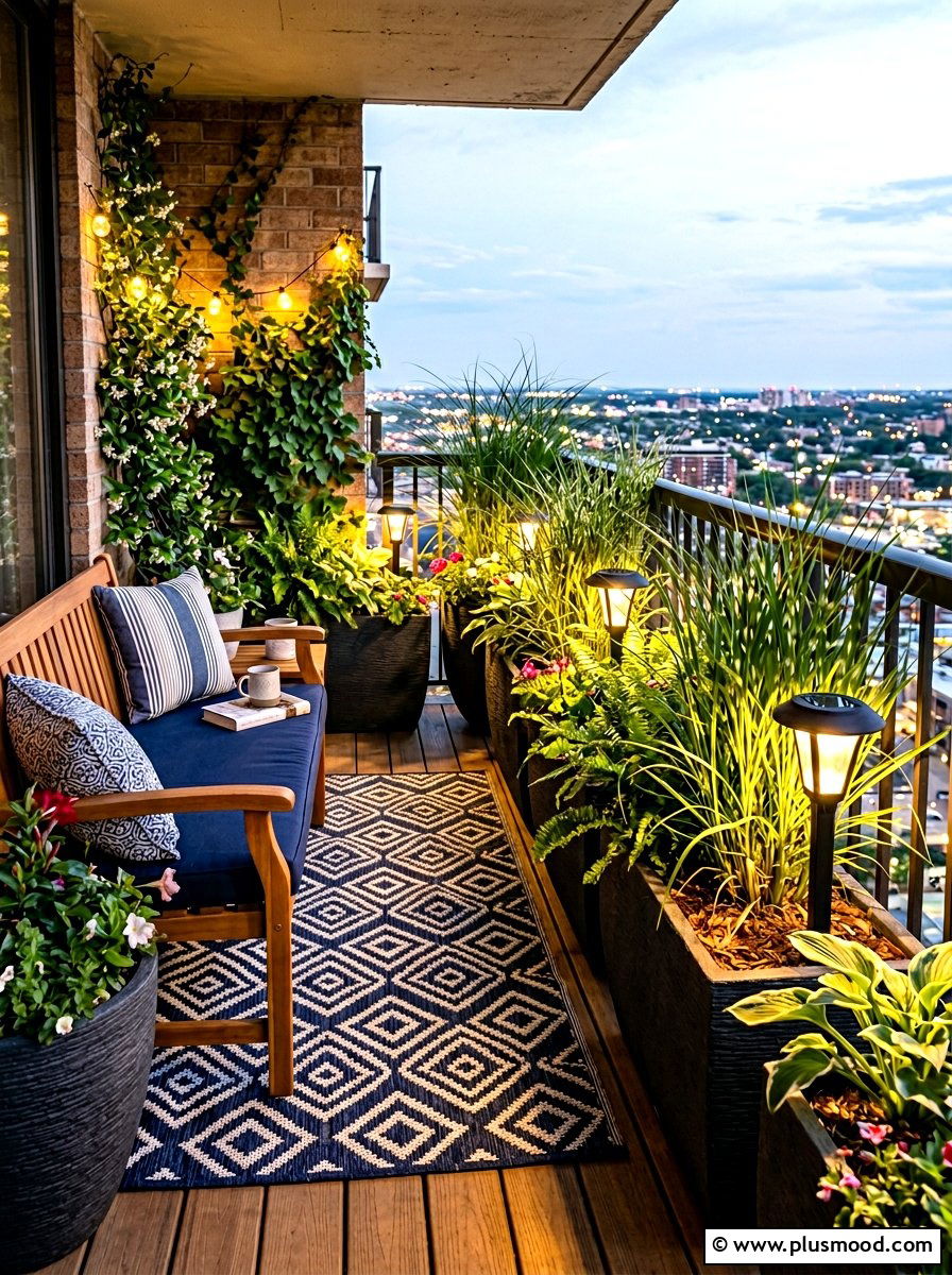 Solar Powered Pathway Lights In Planters - 25 summer balcony lighting ideas