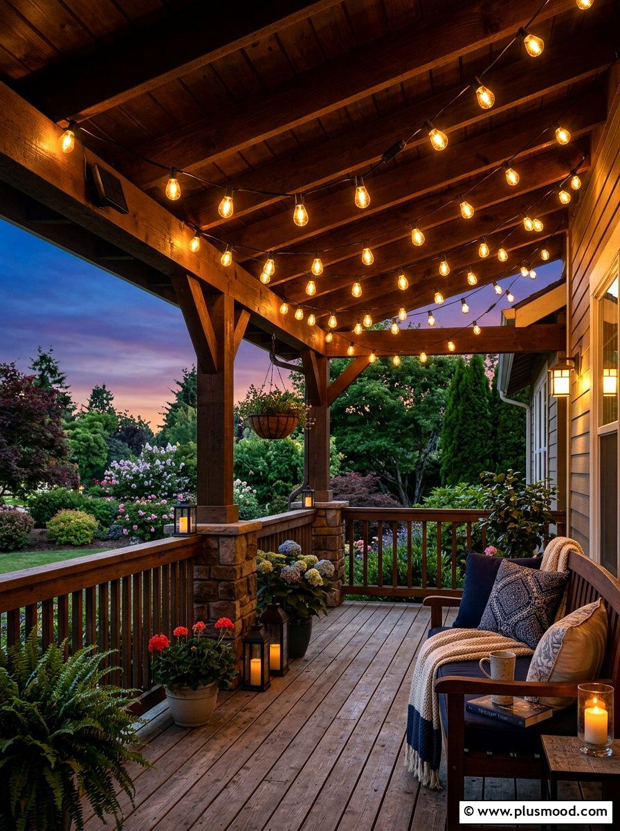 Solar String Lights - 25 budget summer front porch decor ideas