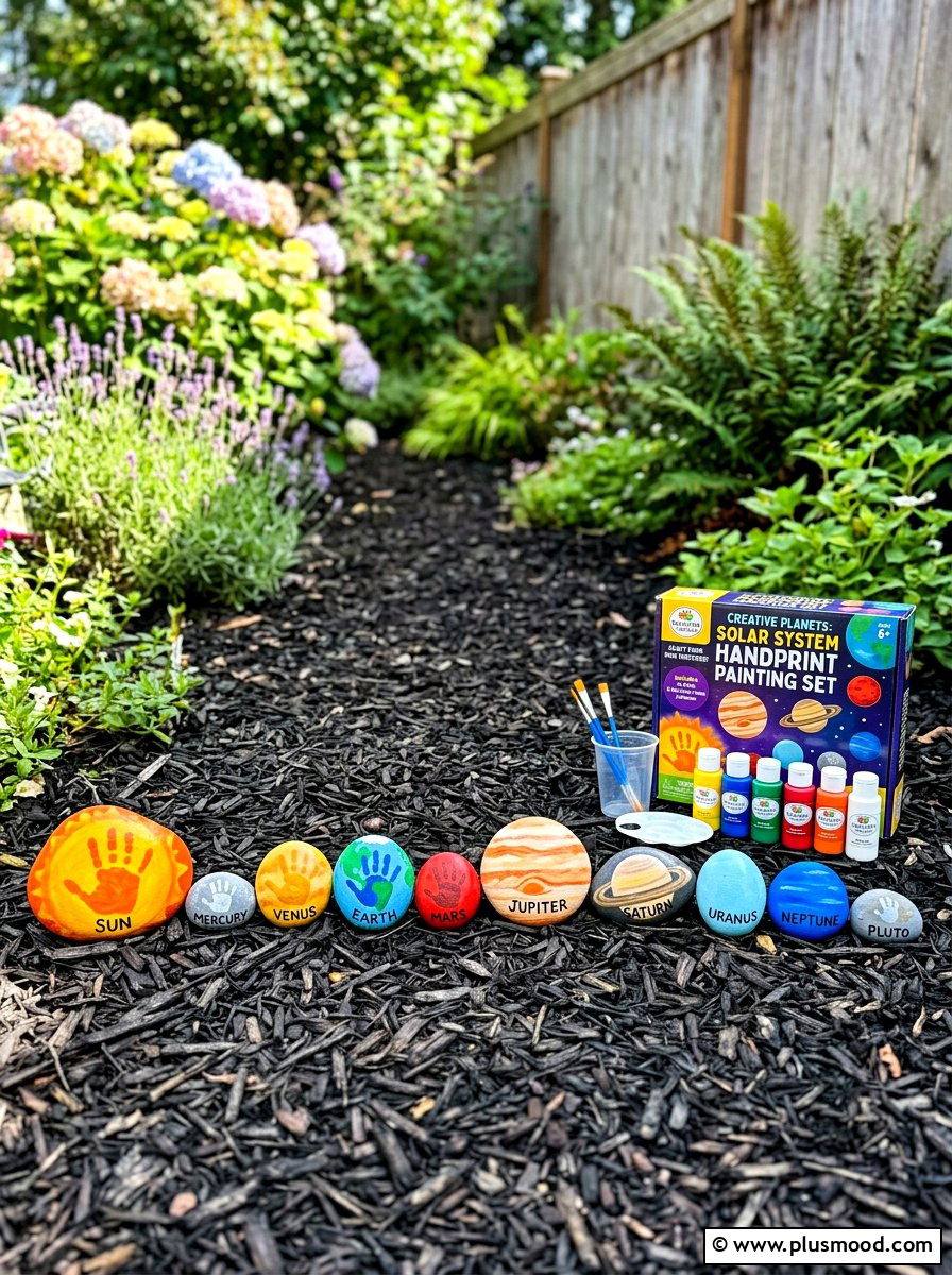 Solar System Handprint Painting - 25 painted rock ideas with handprint art