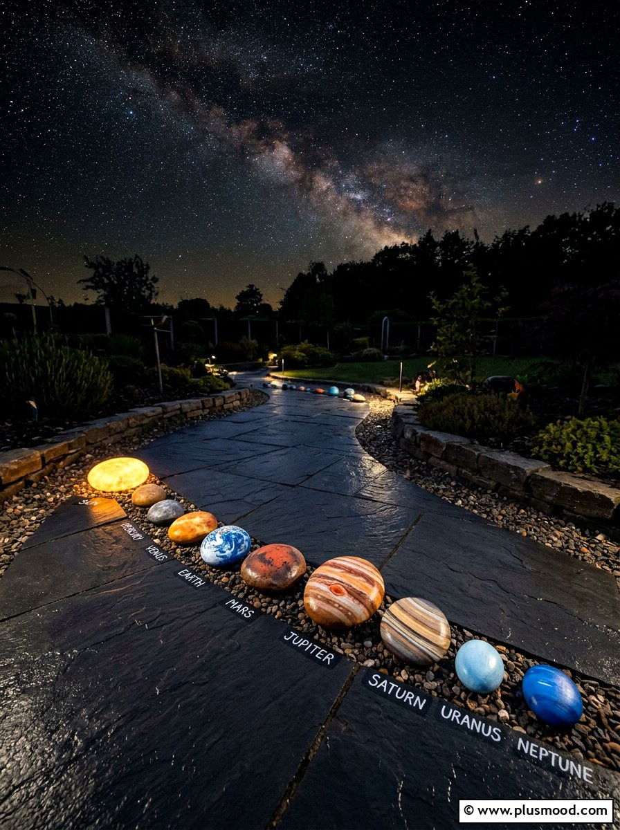 Solar System Painted Pebble - 25 painted rock ideas for pathway markers