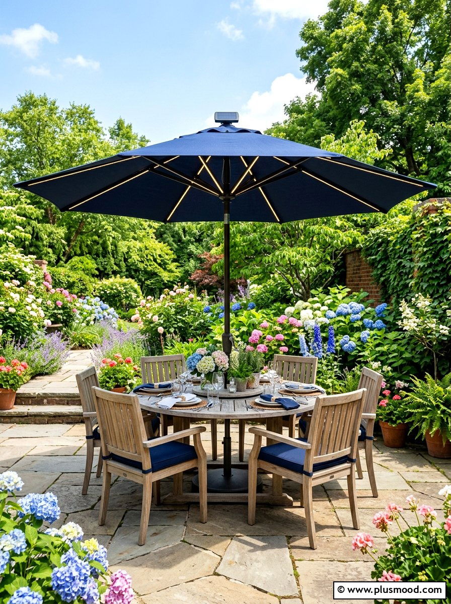 Solar Umbrella Lighting - 25 summer backyard lighting ideas