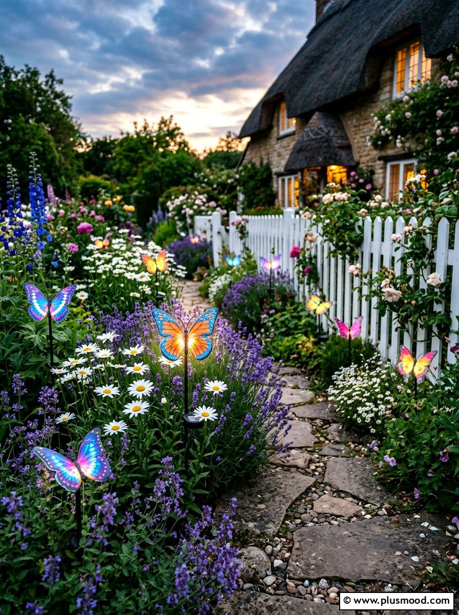 Solar butterfly lights for garden - 25 small backyard ideas with solar lights