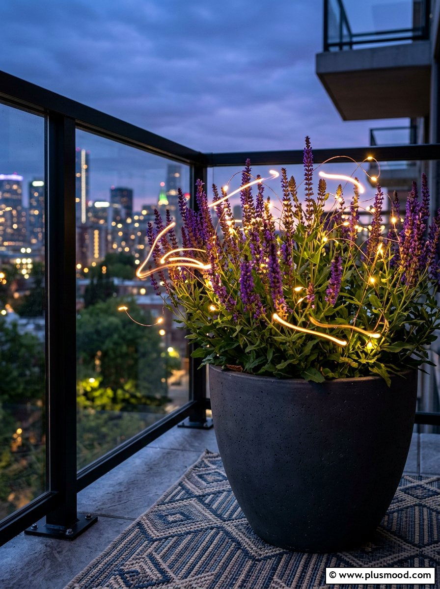 Solar firefly lights for planters - 25 small backyard ideas with solar lights