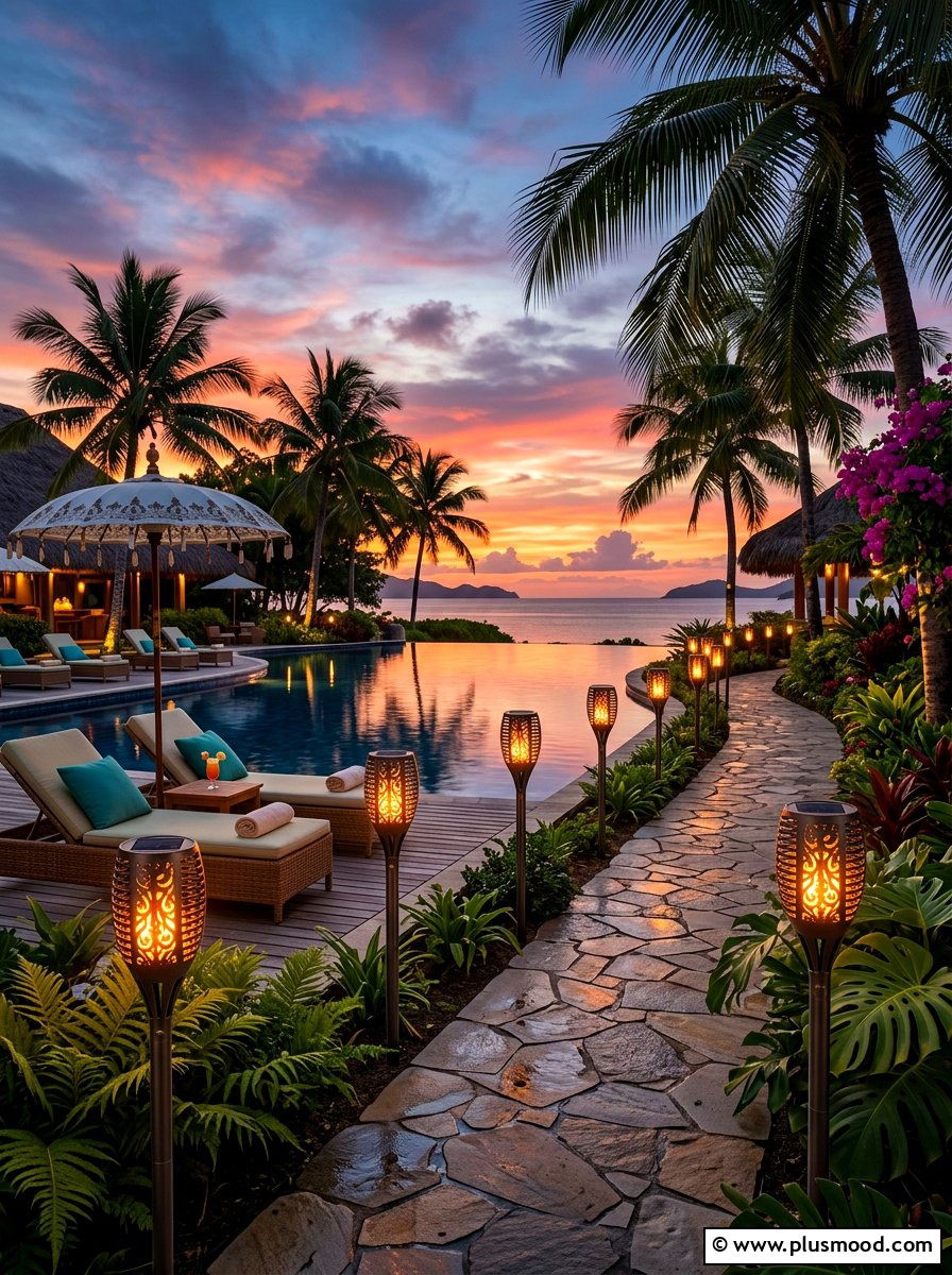 Solar landscape torches - 25 summer landscape lighting ideas