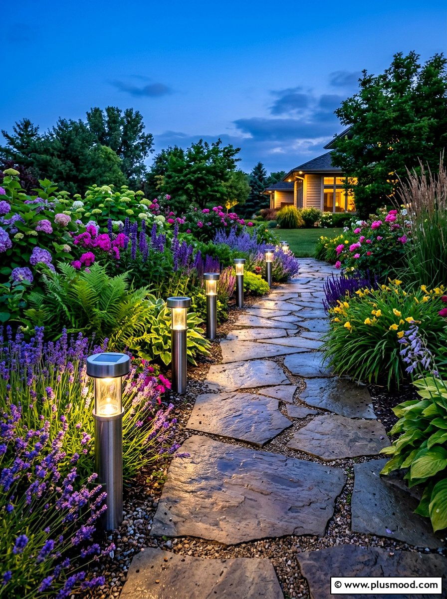 Solar path lights - 25 summer garden decor ideas