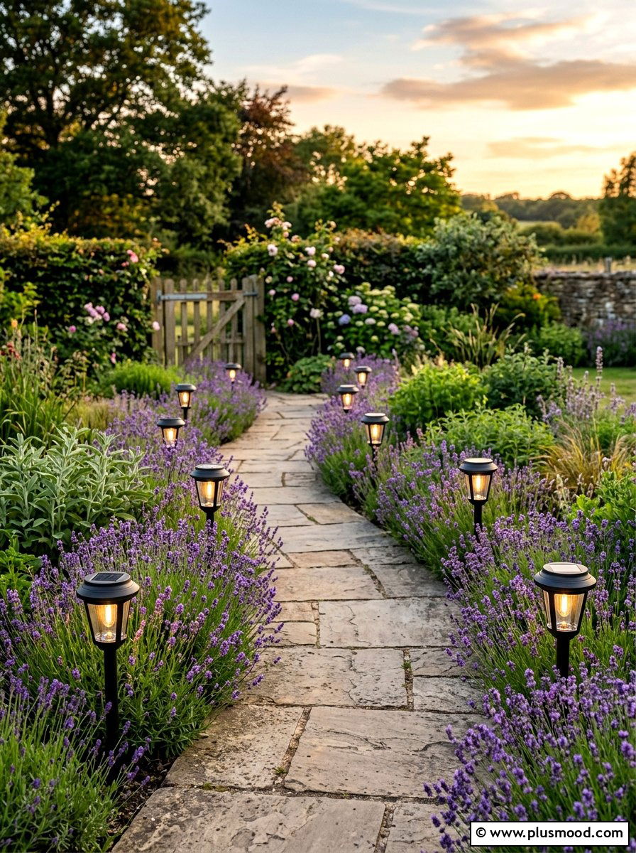 Solar path lights for walkway - 25 small backyard ideas with solar lights