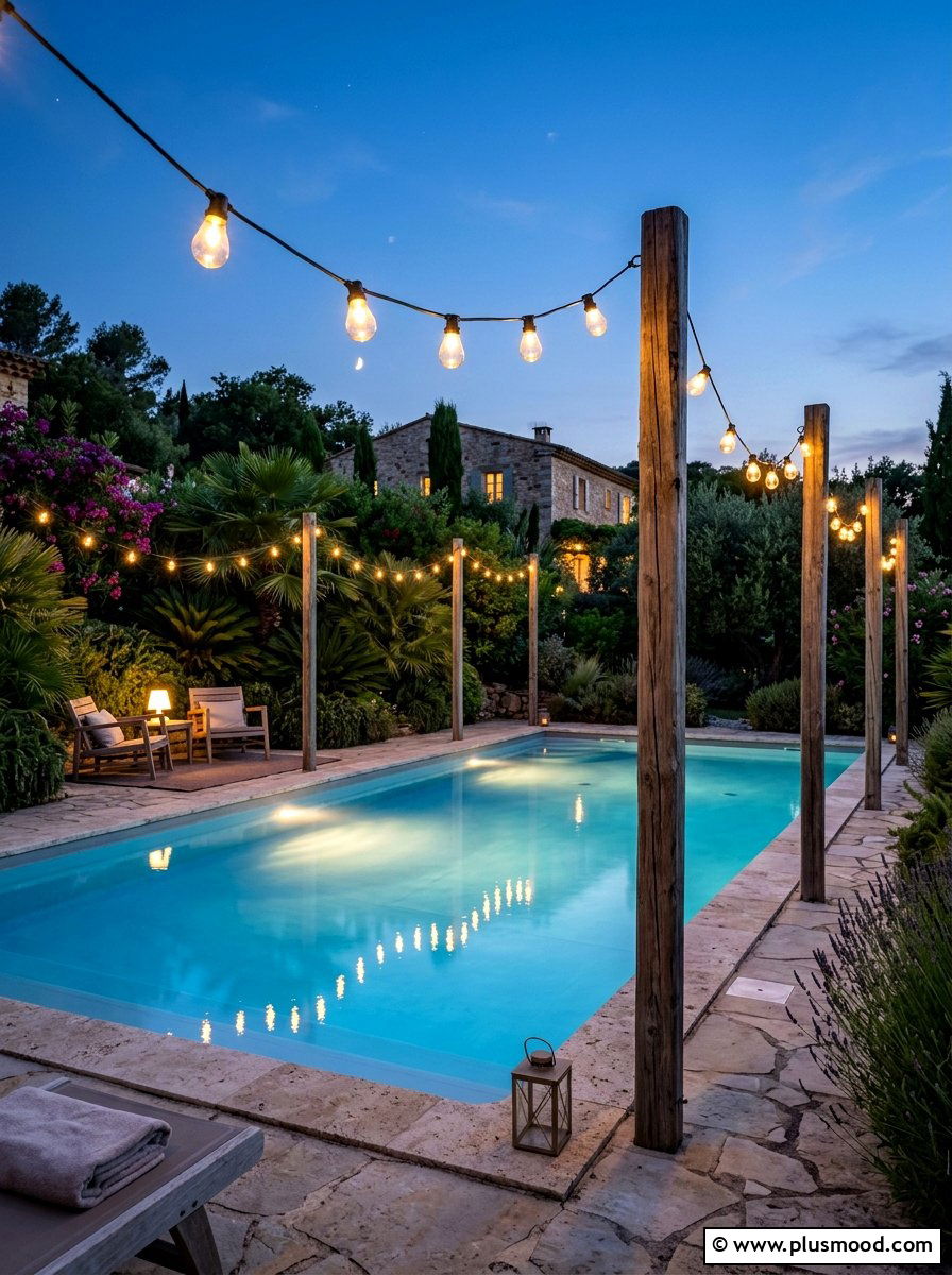 Solar pool lighting - 25 pool landscaping ideas on a budget