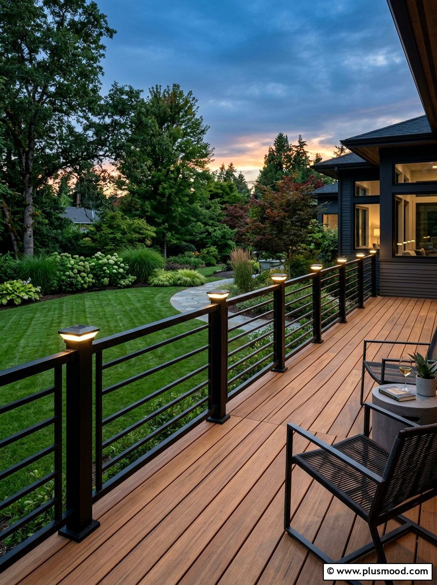 Solar post lights - 25 summer porch rail decor ideas