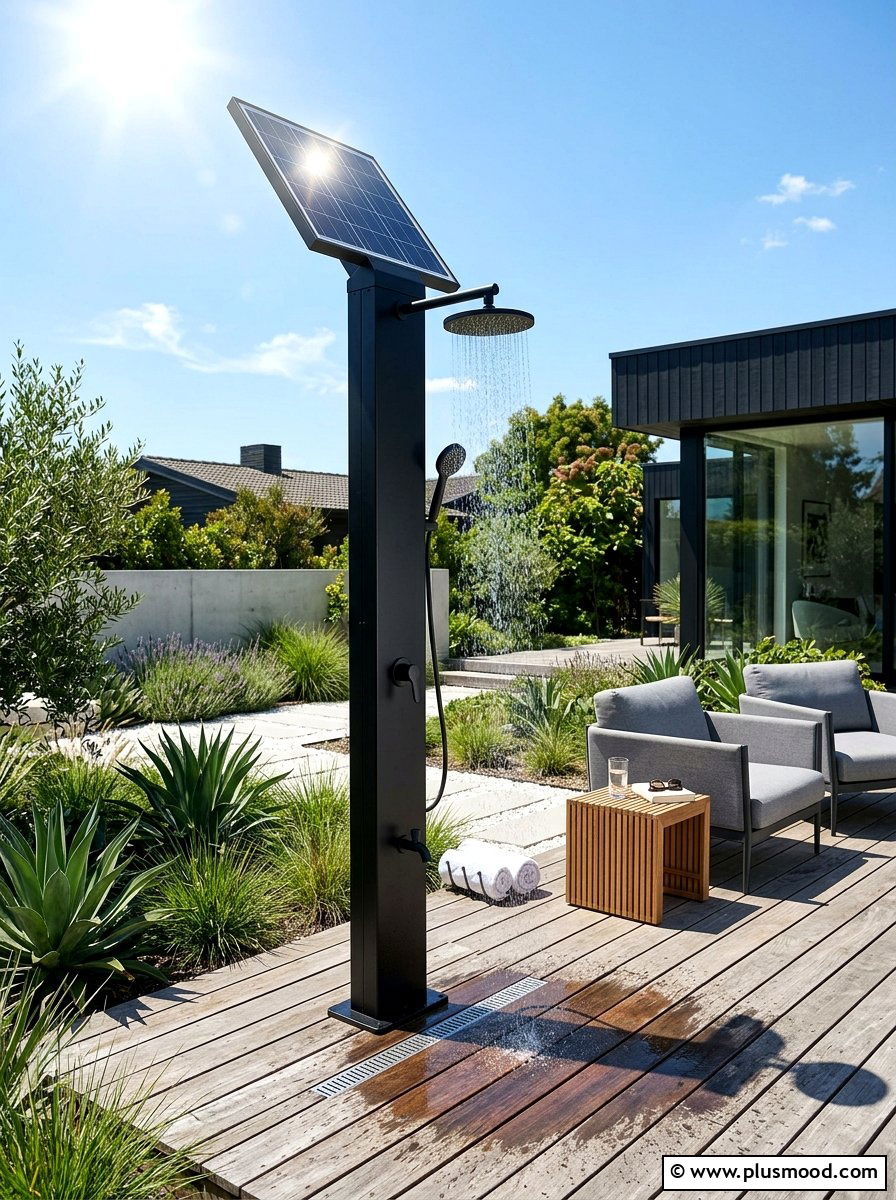 Solar powered outdoor shower - 25 summer outdoor shower ideas