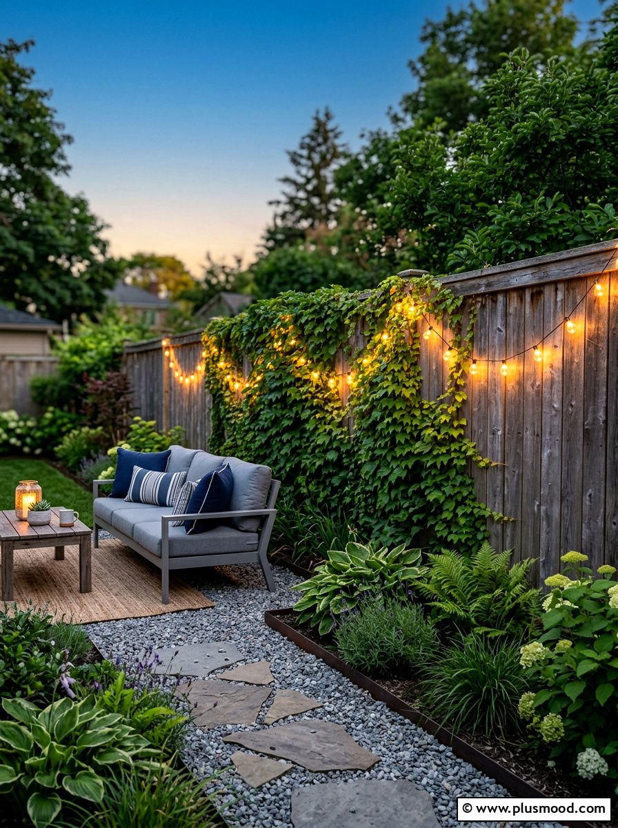 Solar string lights for fence - 25 small backyard ideas with solar lights
