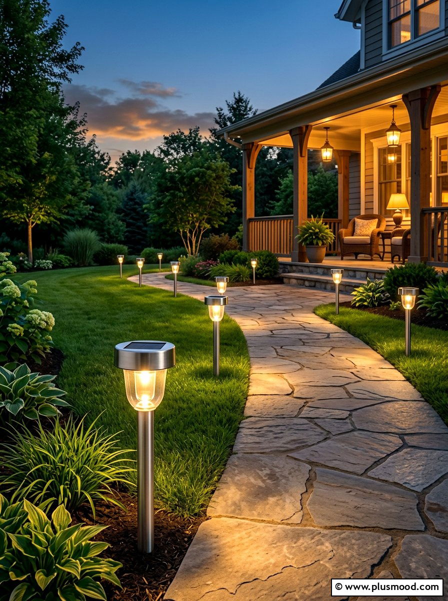 Solar walkway lights - 25 summer cheap curb appeal ideas for summer
