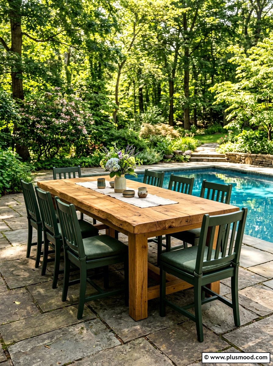 Solid Oak Table - 25 summer poolside dining ideas