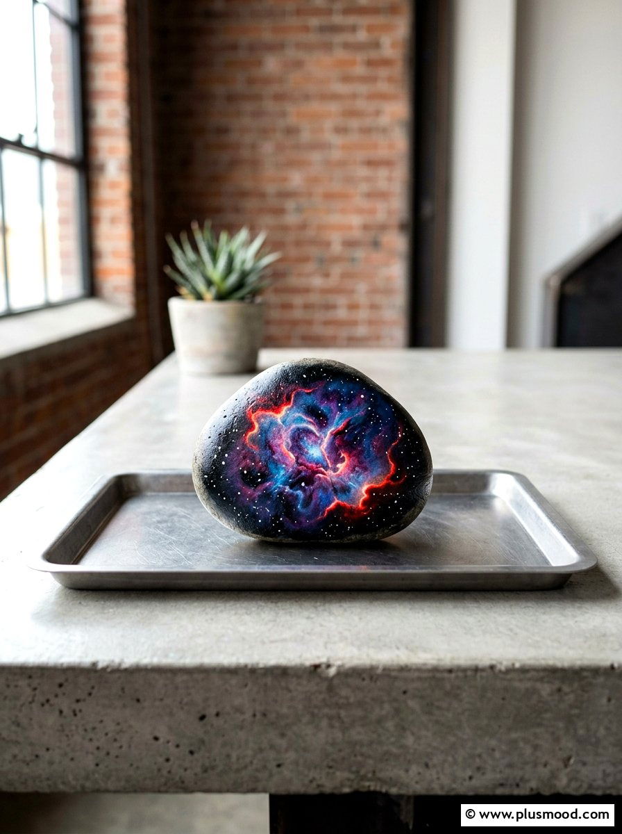 Space cloud painted rock - 25 painted rock ideas with galaxy design