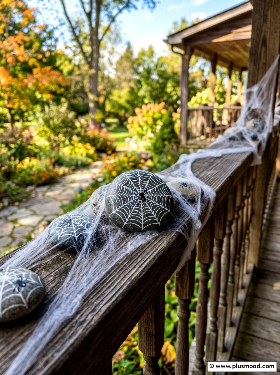 Spider Web Painted Rocks - 25 painted rock ideas for Halloween