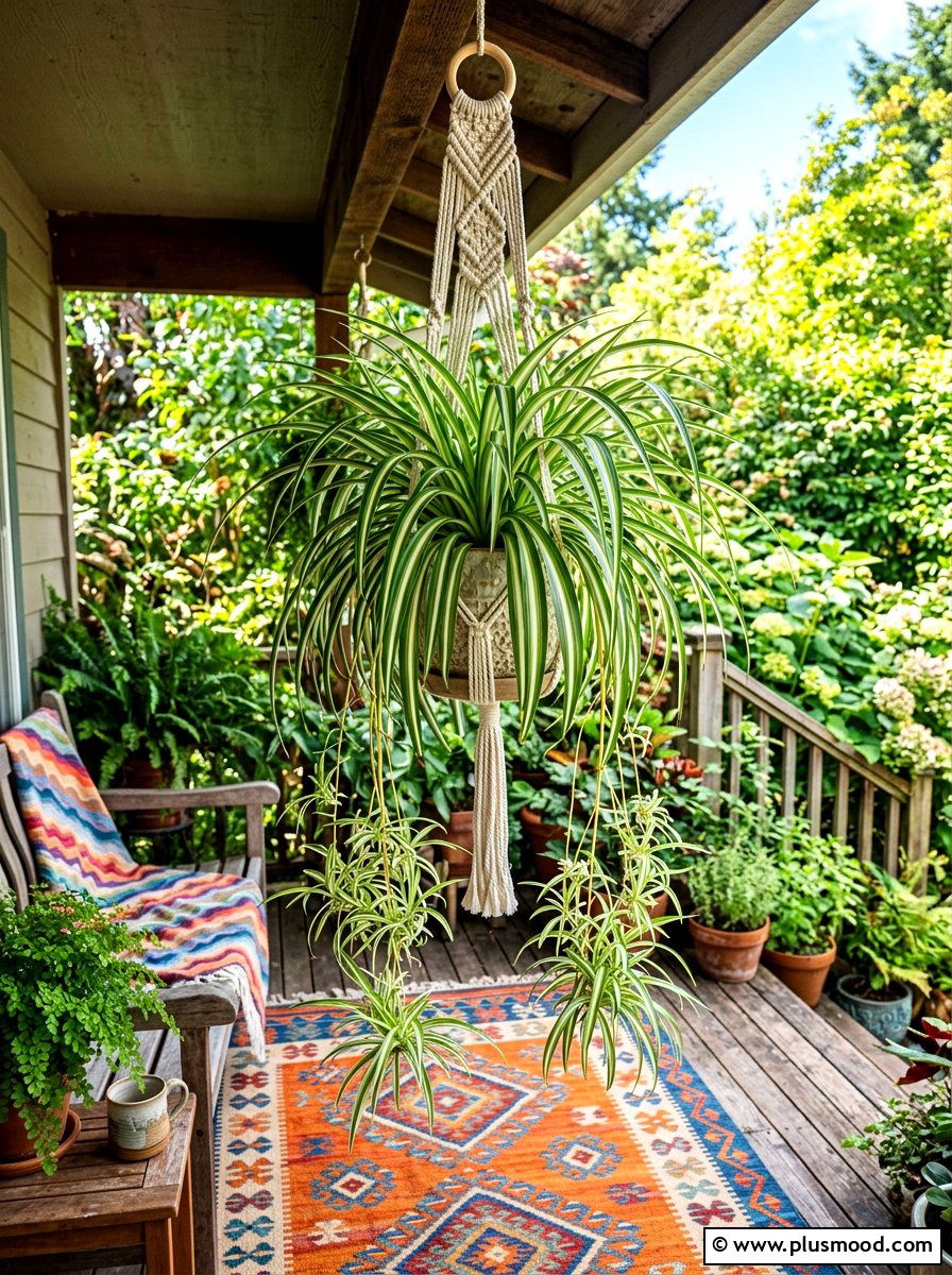 Spider plant outdoor planter - 25 summer planter ideas for shade