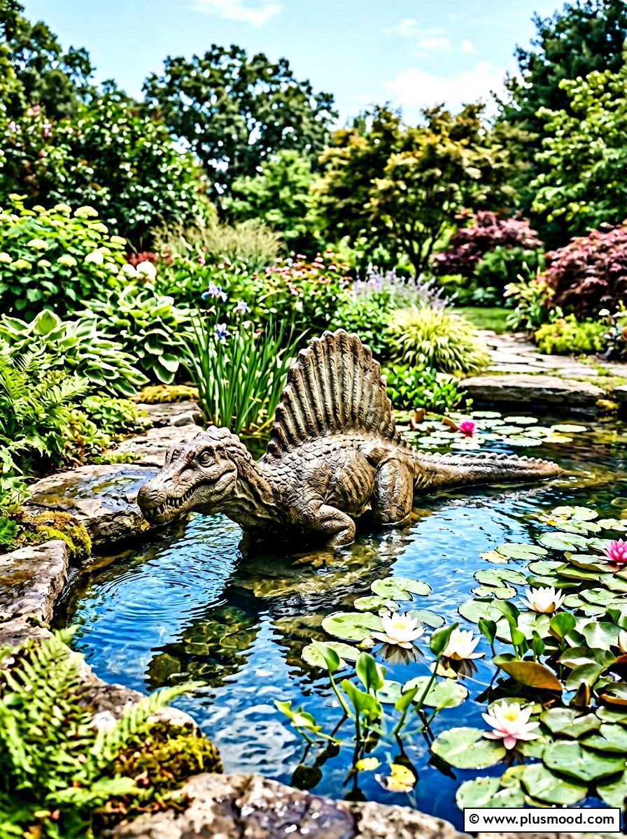 Spinosaurus swimming in water - 25 painted rock ideas with dinosaur art