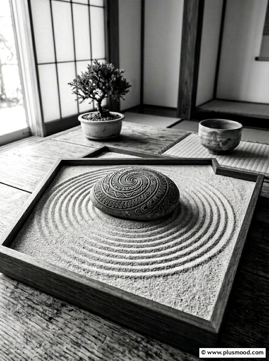 Spiral Zentangle Rock - 25 painted rock ideas with zentangle art