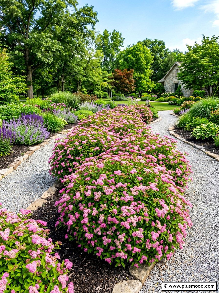 Spirea Shrub Landscape - 25 summer foundation planting ideas