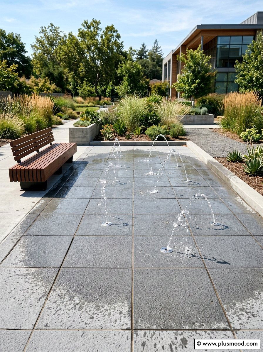 Splash pad with non slip tiles - 25 pool landscaping ideas for kids pools