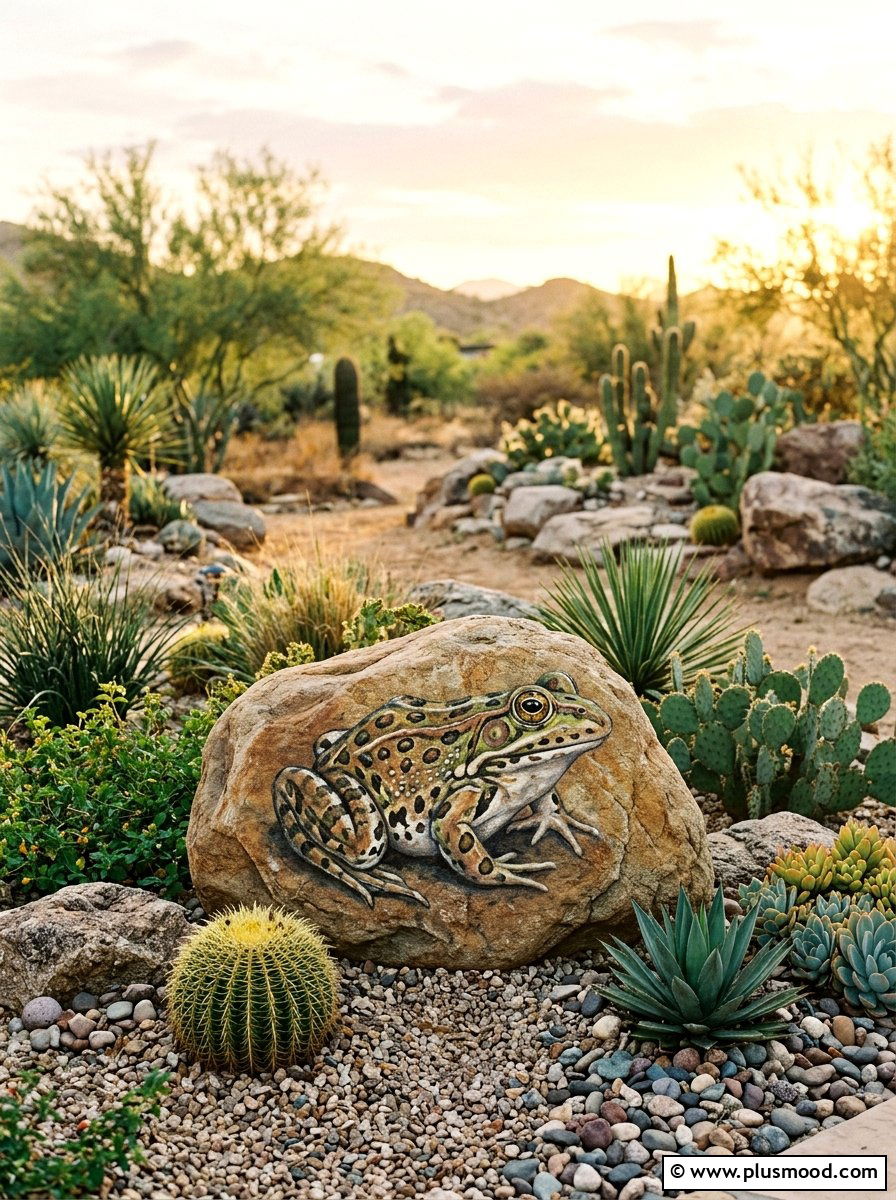 Spotted bullfrog rock painting - 25 painted rock ideas with frog art