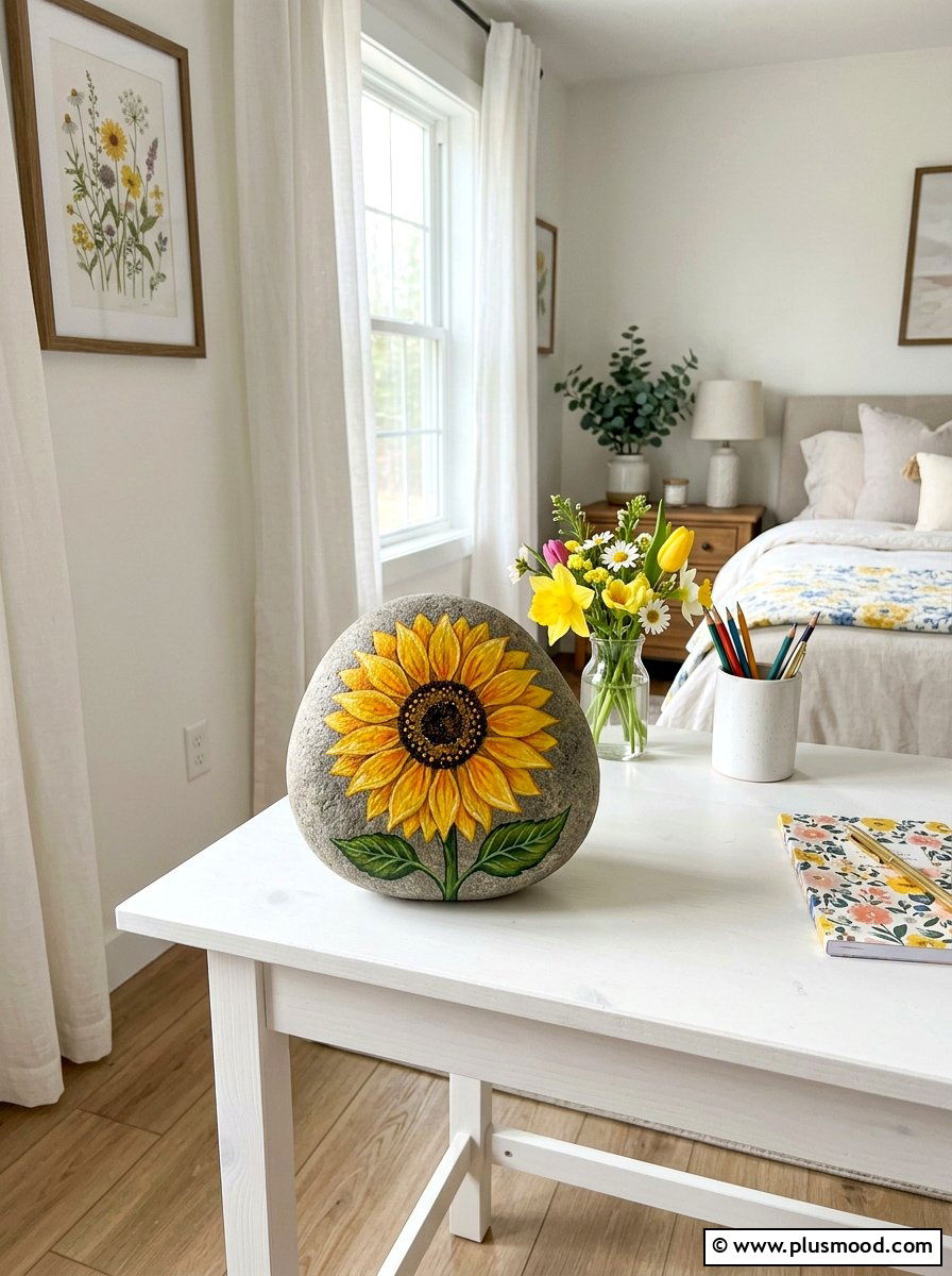 Spring Flower Bloom Painted Rock - 25 painted rock ideas for kids birthday gifts