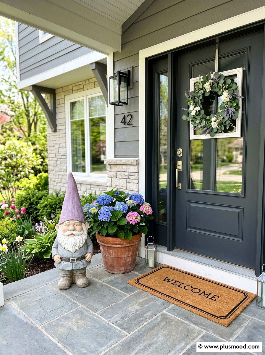Spring garden gnome stone - 25 painted rock ideas for Easter