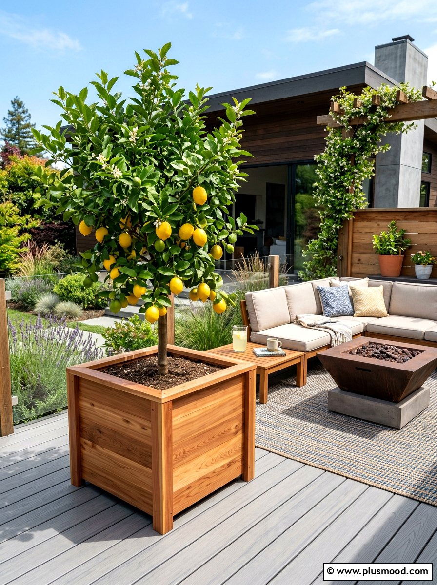 Square Cedar Wood Planter - 25 summer lemon tree planter ideas