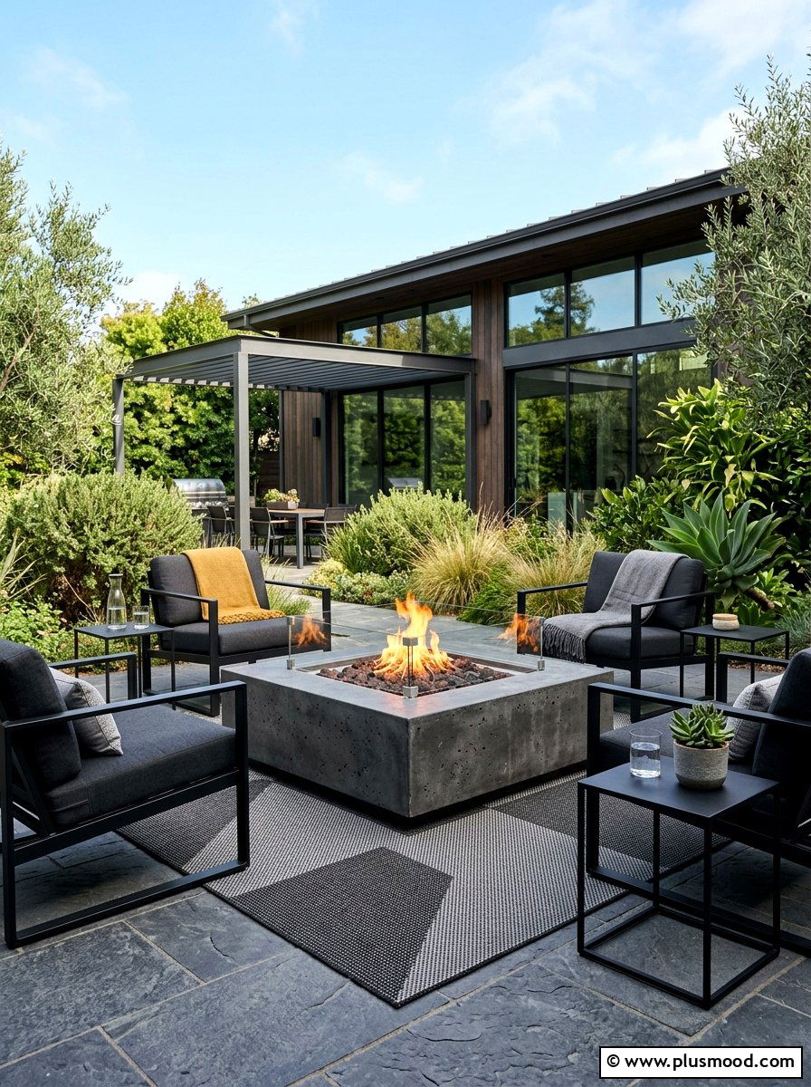 Square Concrete Fire Pit - 25 summer backyard fire pit ideas