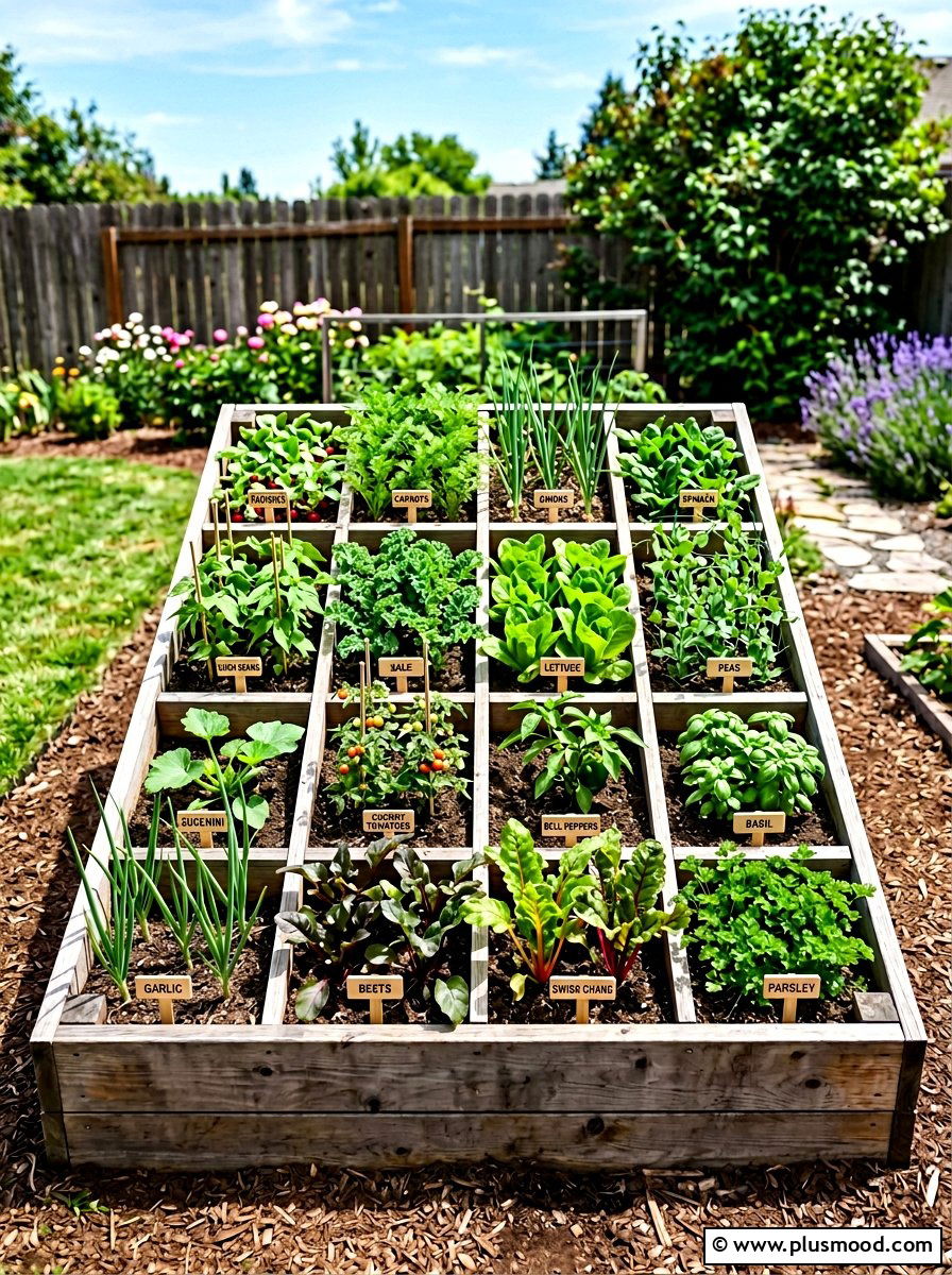 Square Foot Garden - 25 small backyard ideas with vegetable garden