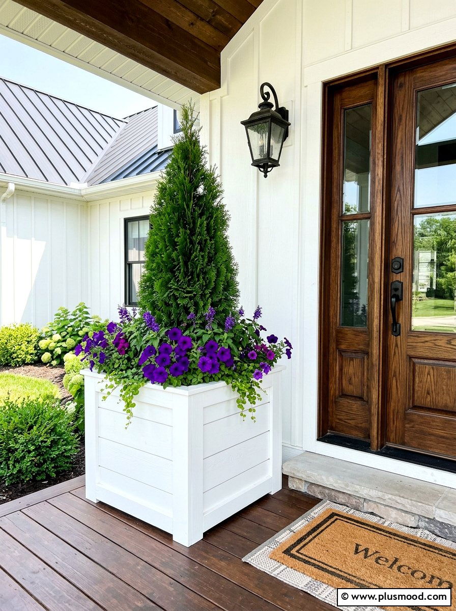 Square Wood Porch Planter - 25 summer farmhouse planter ideas