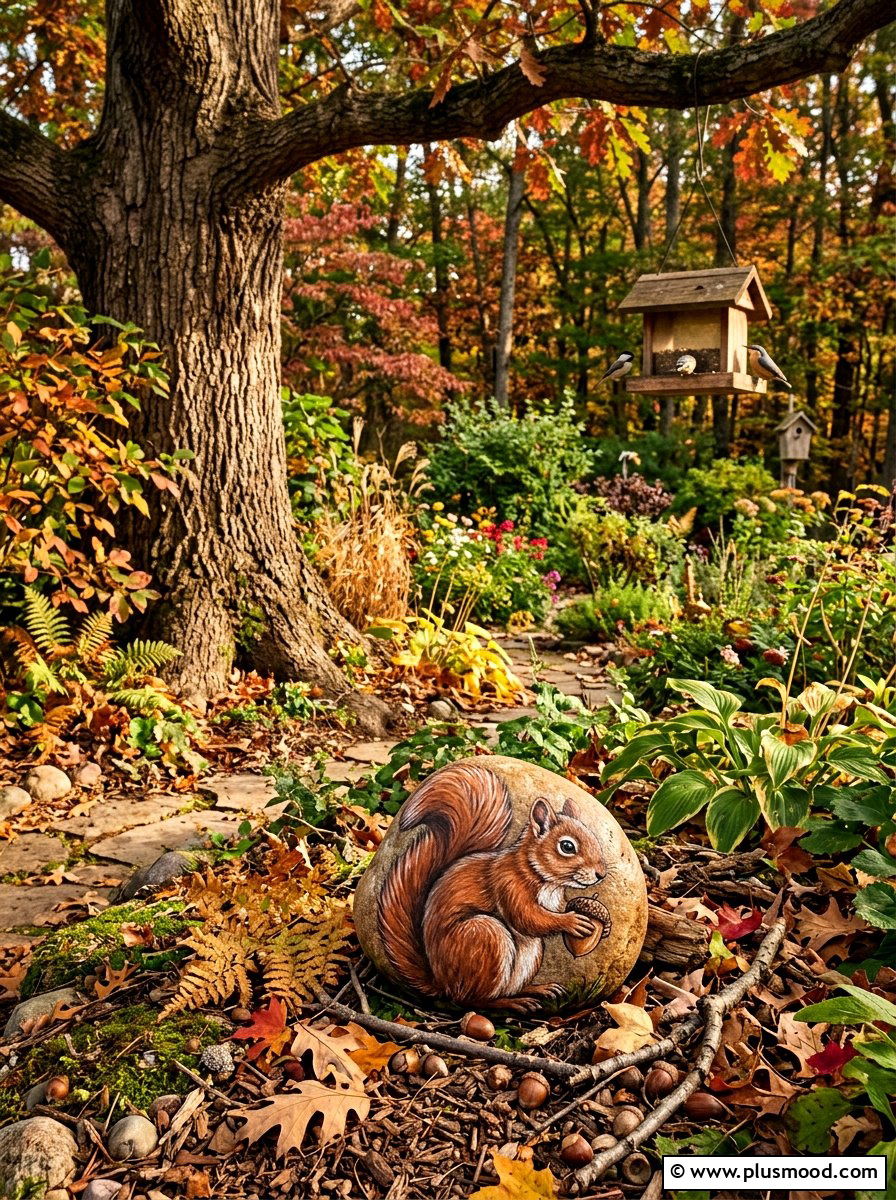 Squirrel rock art - 25 painted rock ideas with woodland creatures