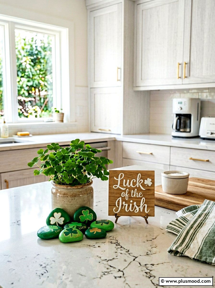 St Patricks Day Shamrock Rocks - 25 painted rock ideas with seasonal themes