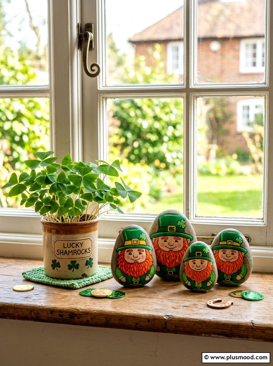 St Patricks Day leprechaun rock - 25 painted rock ideas with holiday theme