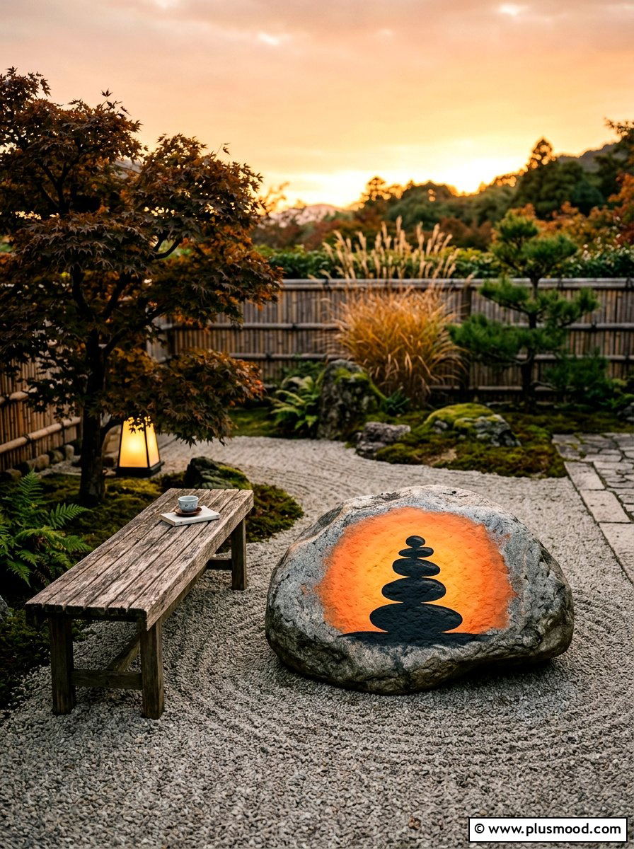 Stacked Stone Silhouette - 25 painted rock ideas for zen garden