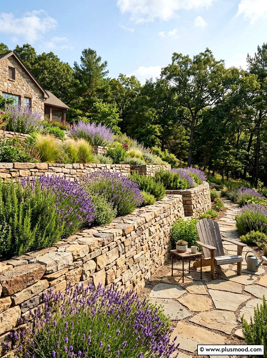 Stacking Stone Retaining Wall - 25 small backyard ideas for privacy