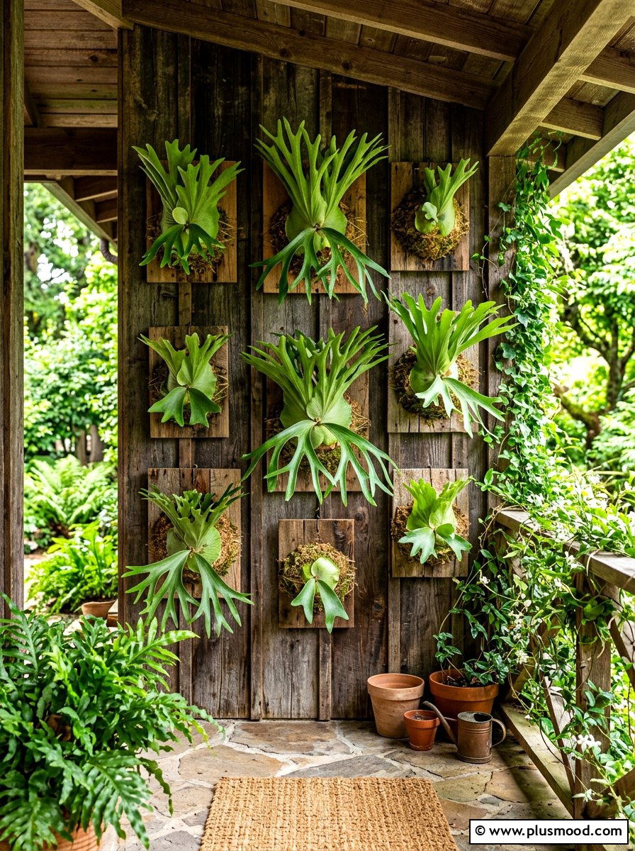 Staghorn Fern Wall Mounts - 25 summer potted fern ideas for porch