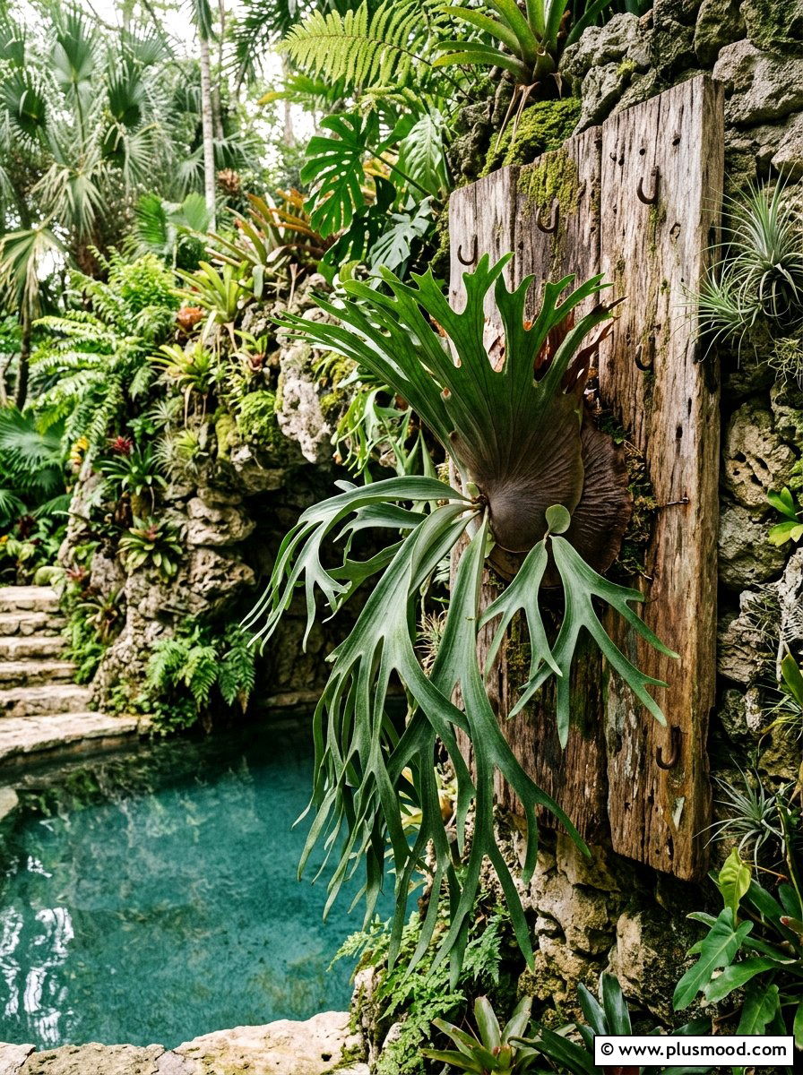 Staghorn fern pool feature - 25 pool landscaping ideas with ferns