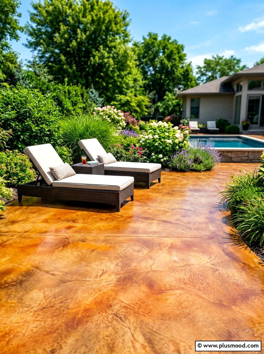 Stained concrete floor - 25 summer concrete patio ideas for summer